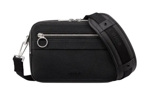 DIOR Cow Leather Messenger Bag, Shoulder Bag Men's Black