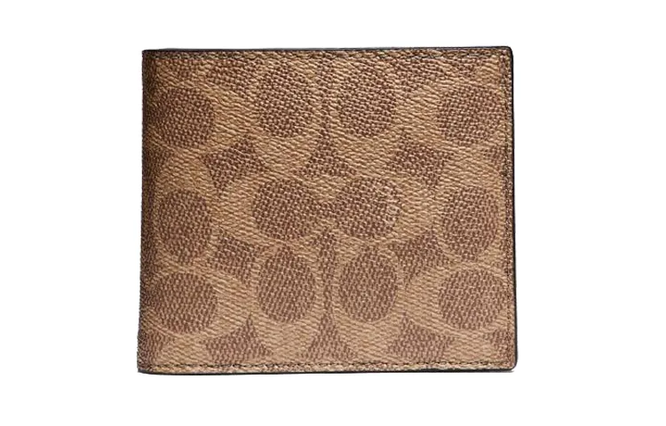 COACH 3 IN 1 Wallet Canvas With Leather Wallets Men's Brown