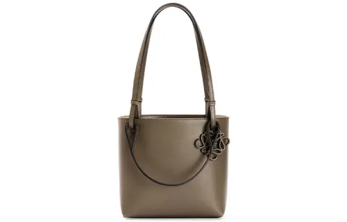 LOEWE Double Handles Calfskin Square Bag, Tote Bag, Shopping Bag, Shoulder Bag, Handbag Women's Khaki Green