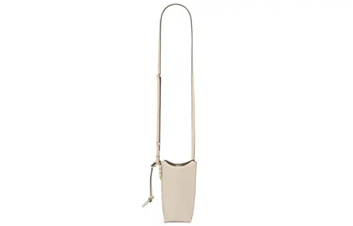 LOEWE Gate Magnetic Closure Lambskin One Shoulder Crossbody Cell Phone Pouch Women's Ecru