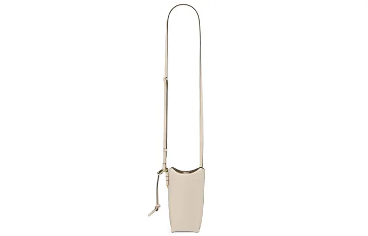 LOEWE Gate Magnetic Closure Lambskin One Shoulder Crossbody Cell Phone Pouch Women's Ecru