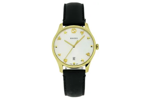 GUCCI Wrist Watches Quartz Movement Leather Strap White Dial Unisex