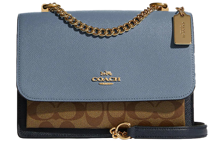 COACH Klare Coated Canvas With Leather Crossbody Bags Small Women's Khaki & Blue