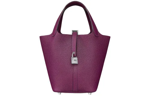 HERMES Picotin Lock Maurice Bullock Leather Basket Bag, Bucket Bag, Handbag 18 Women's P9 Anemone Sea Anemone Purple