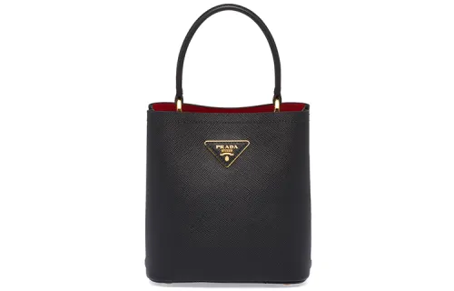 PRADA Panier Leather Handbag, Shoulder Bag, Crossbody Bag Women's Black