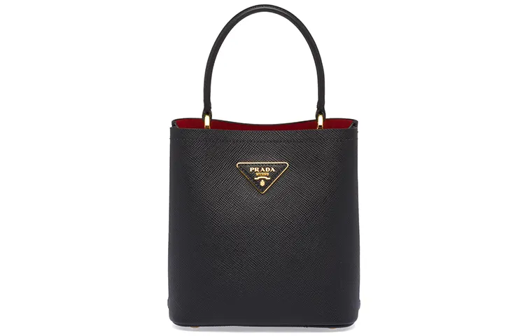 PRADA Panier Leather Handbag, Shoulder Bag, Crossbody Bag Women's Black