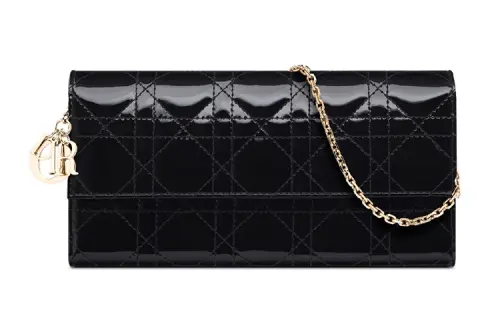 DIOR Lady Dior Cow Leather Shoulder Bag, Crossbody Bag Women's Black