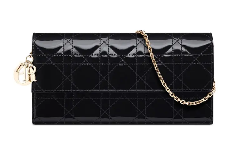 DIOR Lady Dior Cow Leather Shoulder Bag, Crossbody Bag Women's Black
