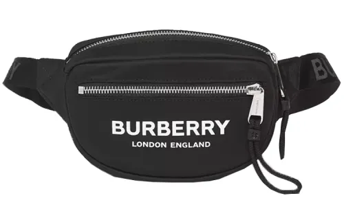 Burberry Cannon Bum Bag Logo Print Econyl Small Black