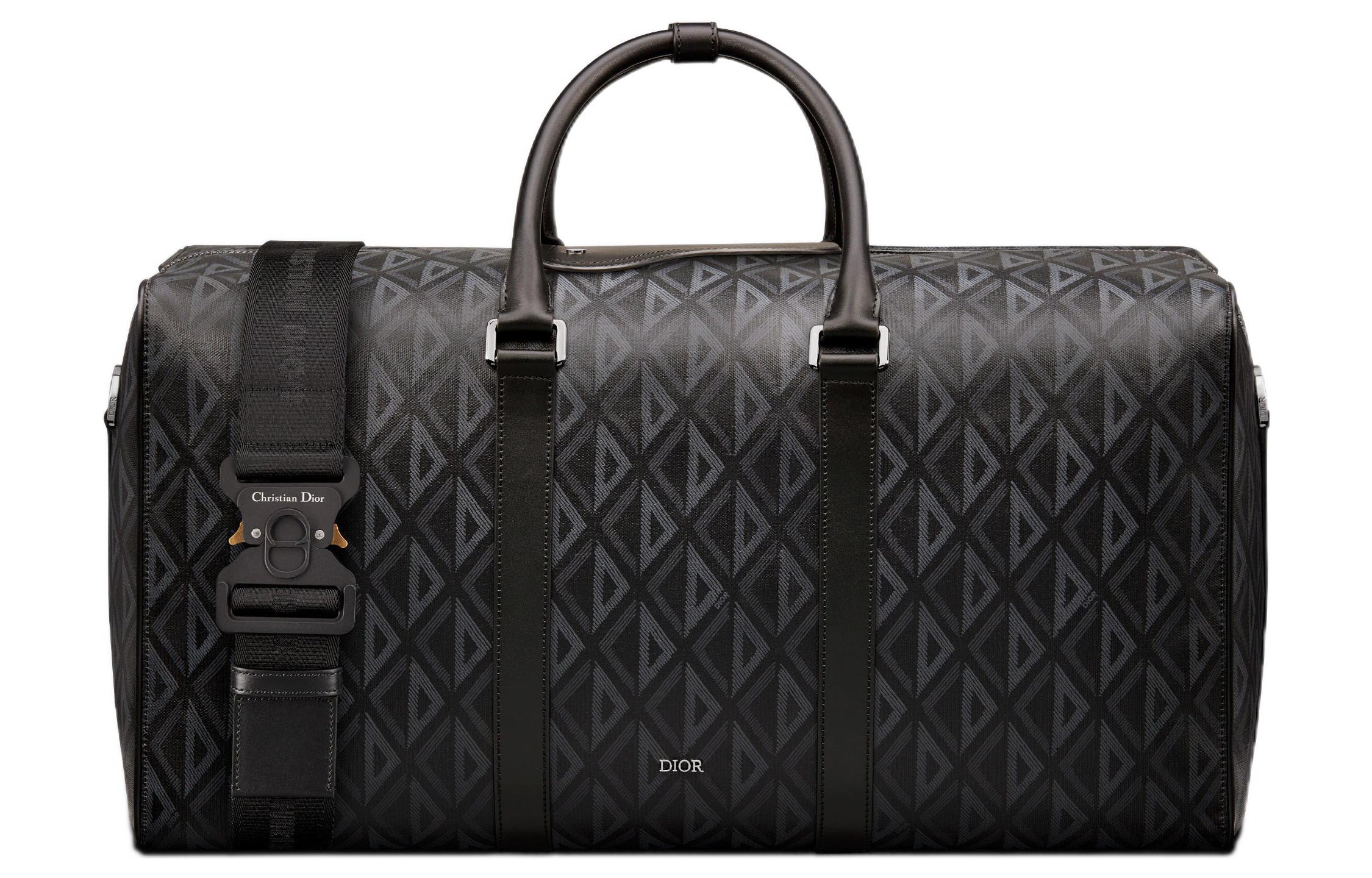DIOR Removable adjustable capacious straps, luggage one-shoulder bag, organizer bag, black travel bag, print, men's style