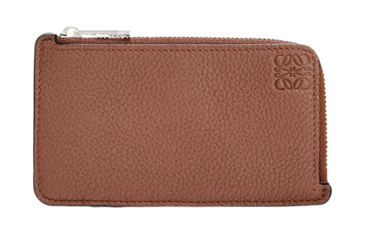 LOEWE Anagram Embossed Grain Cow Leather Coin Card Holder Men's Brown