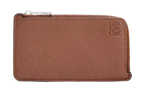 LOEWE Anagram Embossed Grain Cow Leather Coin Card Holder Men's Brown