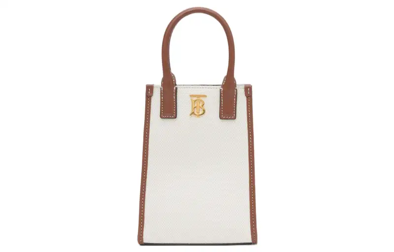 Burberry Pattern Canvas With Leather One Shoulder Crossbody Clutch Handbag Extra Small Women's Beige/Tan