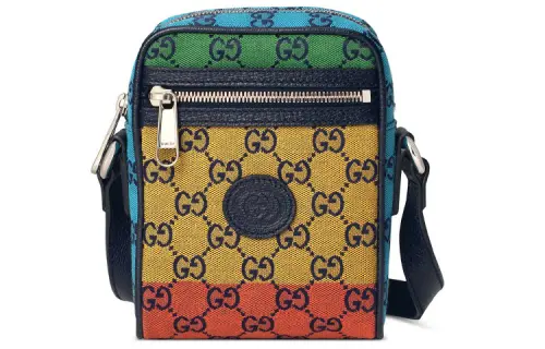 GUCCI Canvas With Leather Cell Phone Pouch, Shoulder Bag, Crossbody Bag Unisex Multicolor
