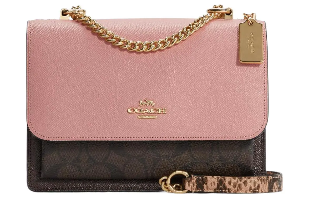 COACH Klare Coated Canvas Leather Crossbody Bags Medium Women's Brown Monogram & Shell Pink