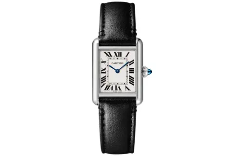Cartier, quartz waterproof tank solar-powered, dial, case stainless steel, watch strap, quartz mechanism, 30meter, 22mm, material