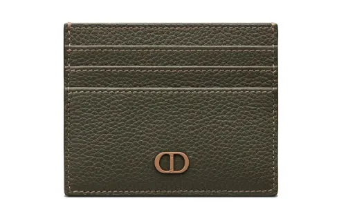 DIOR Grain Cow Leather Card Holder Card Holder Men's Olive Green