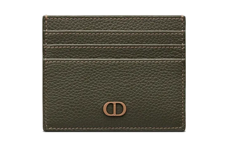 DIOR Grain Cow Leather Card Holder Card Holder Men's Olive Green