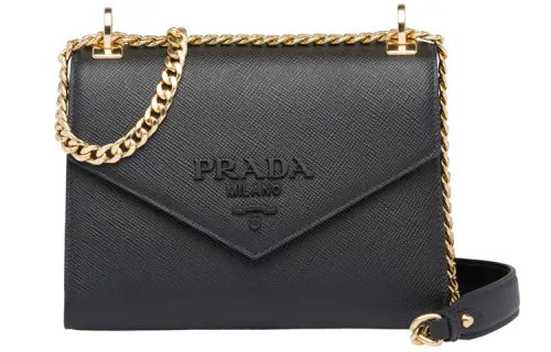 PRADA Cow Leather Shoulder Bag, Crossbody Bag Women's Black