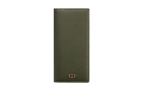 DIOR Grain Calfskin Wallet, Card Holder Men's Jasper