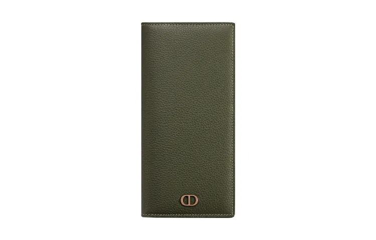 DIOR Grain Calfskin Wallet, Card Holder Men's Jasper