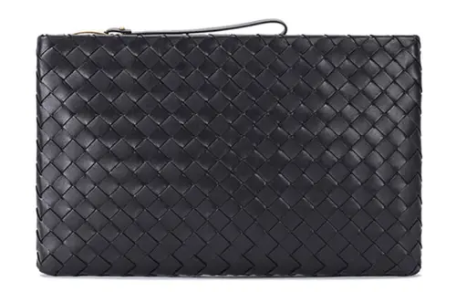 Bottega Veneta Cow Leather Document Bag Clutch Large Women's Black
