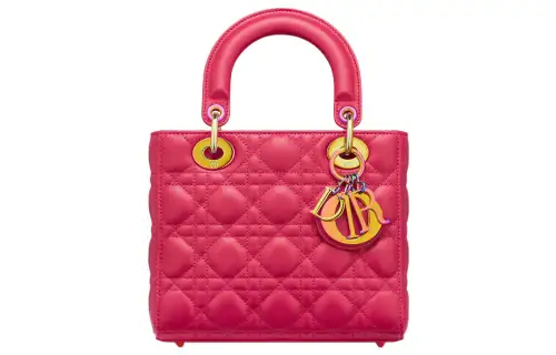 DIOR Lady Dior Sheepskin Handbag, Shoulder Bag, Crossbody Bag Small Women's Bright Pink