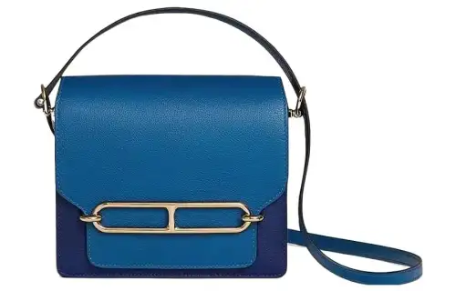 HERMES Roulis Evercolor Calfskin Pig Nose Bag, Shoulder Bag, Crossbody Bag Regular Women's French Blue & Sapphire Blue