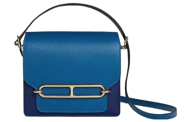 HERMES Roulis Evercolor Calfskin Pig Nose Bag, Shoulder Bag, Crossbody Bag Regular Women's French Blue & Sapphire Blue