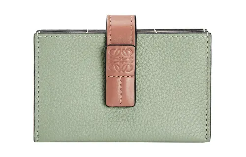 LOEWE Cow Leather Card Holder Women's Rosemary Green/Tan