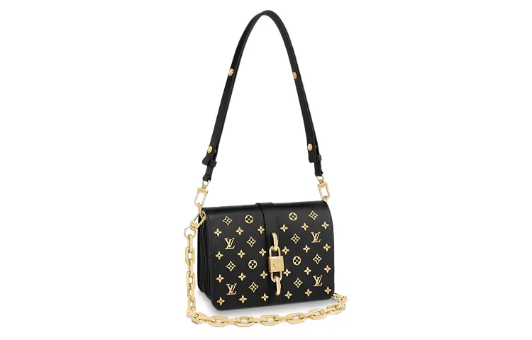 LOUIS VUITTON Calfskin Handbag, Portable Crossbody Bag, Shoulder Bag Women's Black