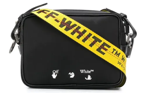 OFF WHITE Nylon Fabric Shoulder Bag, Crossbody Bag Men's Black Yellow