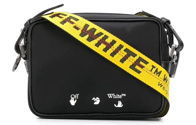OFF WHITE Nylon Fabric Shoulder Bag, Crossbody Bag Men's Black Yellow