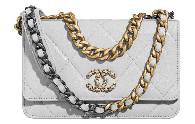 CHANEL 19Bag Sheepskin Crossbody Bag, Shoulder Bag Women's Gray