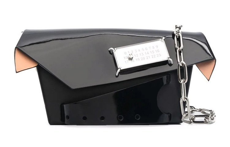 Maison Margiela Snatched Patent Leather Clutch, Shoulder Bag, Crossbody Bag Small Women's Black