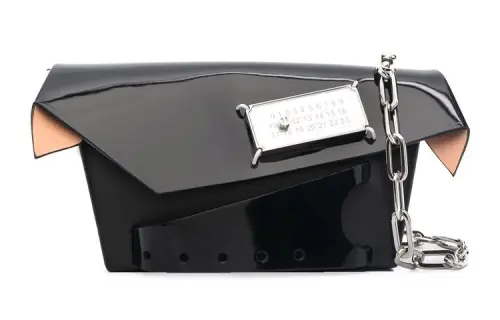 Maison Margiela Snatched Patent Leather Clutch, Shoulder Bag, Crossbody Bag Small Women's Black