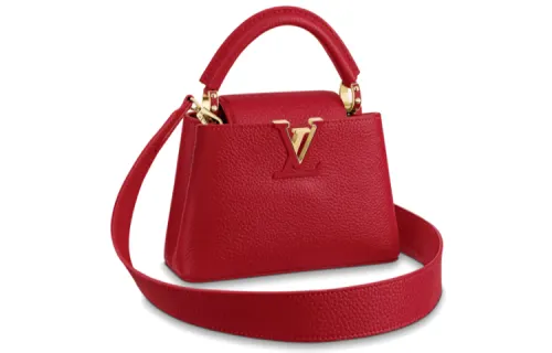 LOUIS VUITTON Taurillon Leather Handbag, Shoulder Bag, Crossbody Bag Mini Women's Candy & Bright Red