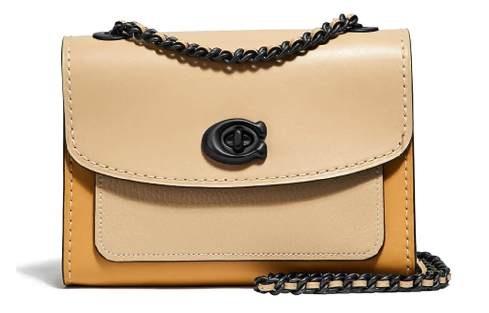 COACH PARKER Calfskin Crossbody Bag, Shoulder Bag Mini Women's Yellow Multicolor