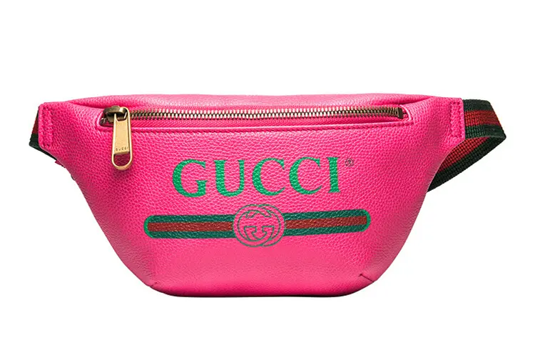 GUCCI Leather Sling Bag, Fanny Pack Small Unisex Rose Red