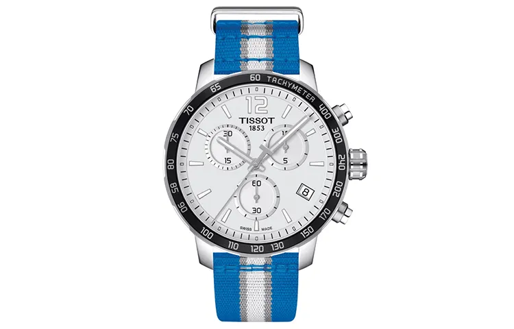 TISSOT Time Jog Collection Quartz Movement Men's Watches Watch 42mm White Dial Stainless Steel Case Nylon Strap