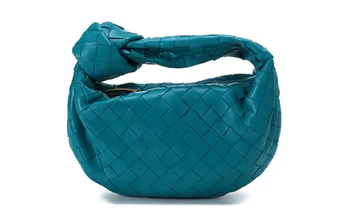 Bottega Veneta Jodie Leather Handbag Mini Women's Teal Blue