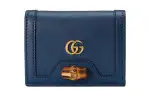 GUCCI Diana Leather Card Holder, Wallet Women's Blue