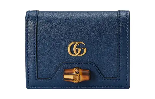 GUCCI Diana Leather Card Holder, Wallet Women's Blue