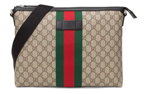 GUCCI Canvas With Leather Messenger Bag, Shoulder Bag, Crossbody Bag Medium Men's