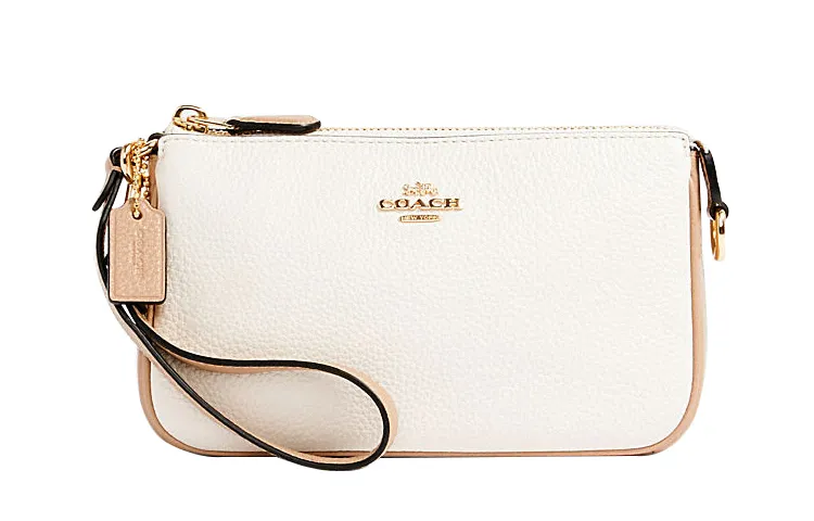 COACH Nolita Multicolor Leather Pochette Handbag, Wrist Bag, Underarm Clutch Small Women's Ecru