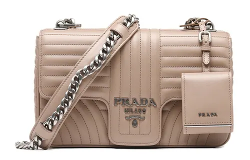 PRADA Leather Shoulder Bag Women's Nude
