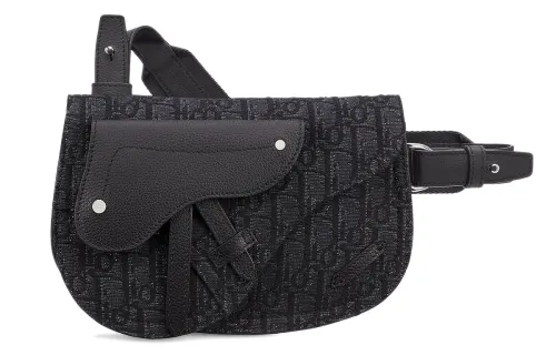 DIOR Saddle Cow Leather Saddle Bag, Fanny Pack, Crossbody Bag, Sling Bag Men's Black