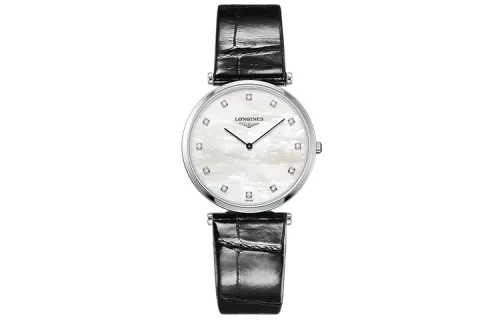 LONGINES Jialan Collection Quartz Movement Women's Watch 33mm White Dial Stainless Steel Case Leather Strap