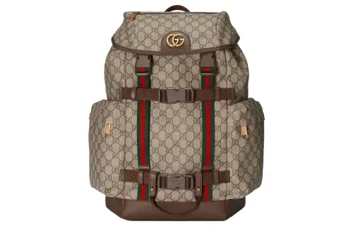 GUCCI Ophidia Canvas With Leather Backpack Men's Ebony