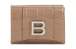Balenciaga Hourglass Cow Leather Wallet Mini Women's Dark Beige